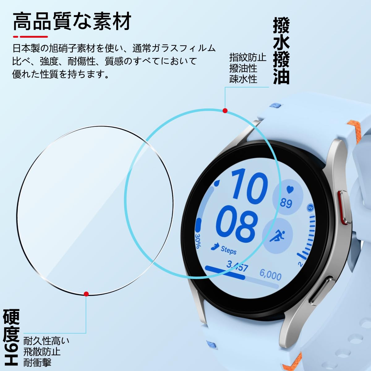 Amazon | 対応 Galaxy Watch FE 40mm ガラスフィルム 3枚 保護