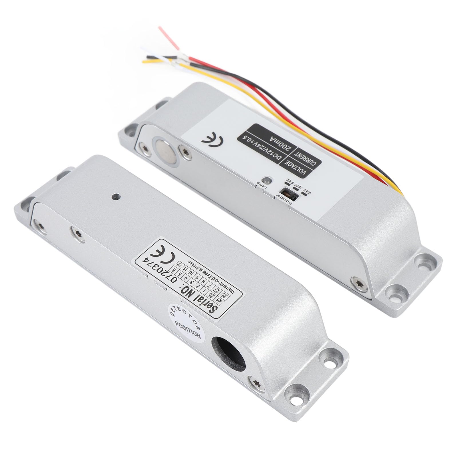 Elektryczny zamek ryglowy DC12V/24V NC Fail Safe Zamek wpuszczany z regulowanym opóźnieniem czasowym do drzwi przeciwpożarowych z drewna i metalu, montaż powierzchniowy