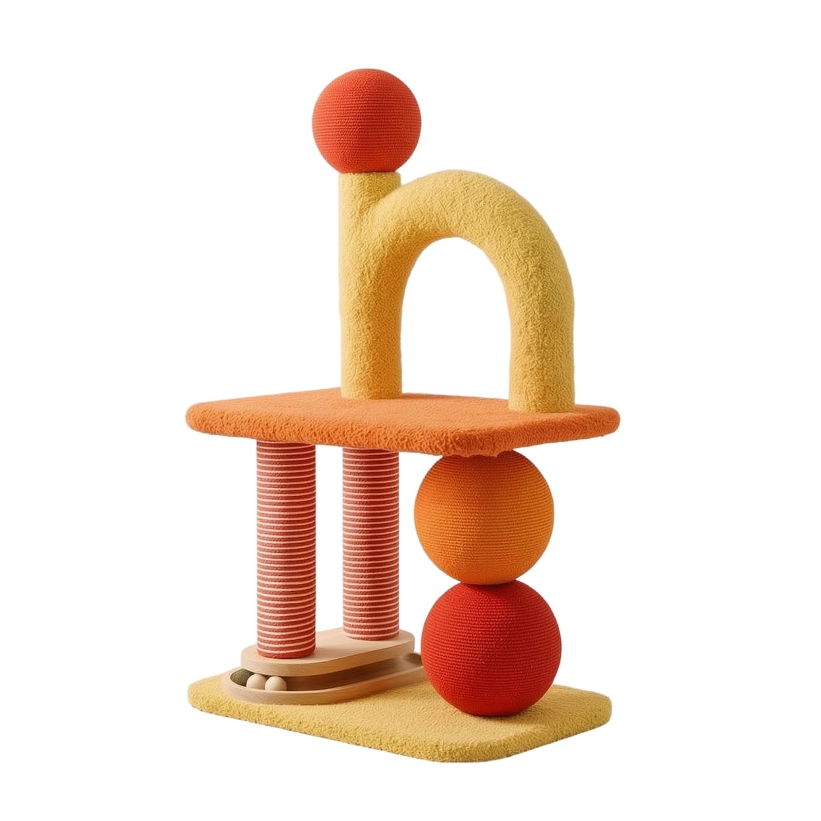 Rascador Multiactividad Mueble Felpa para Interiores, partamentos, Naranja Dopamina