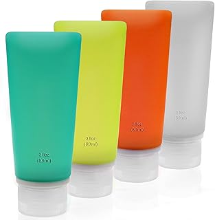 4PCS Travel Bottles, TSA Approved Container, Refillable Bottle for Silicone, Suitable for Subpackage of Cosmetics, Shampo...