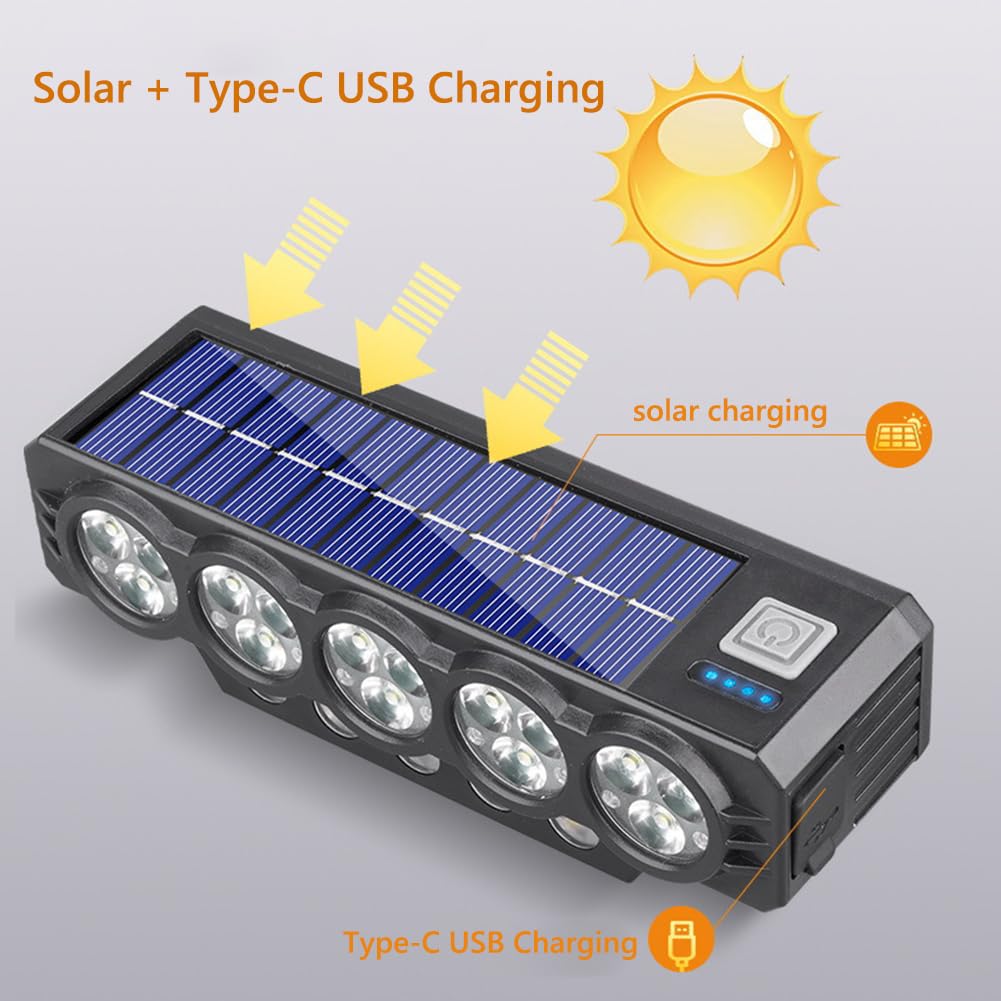 Illuminazione Bici Anteriore 20 LED Solare USB Ricaricabile Impermeabile Alta Luminosità Per Ciclisti Notturni