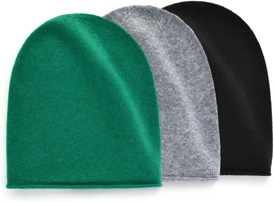 Women Soft Delicate Solid Wool Thin Warmth Seamless Knit Beanie Cap Hat