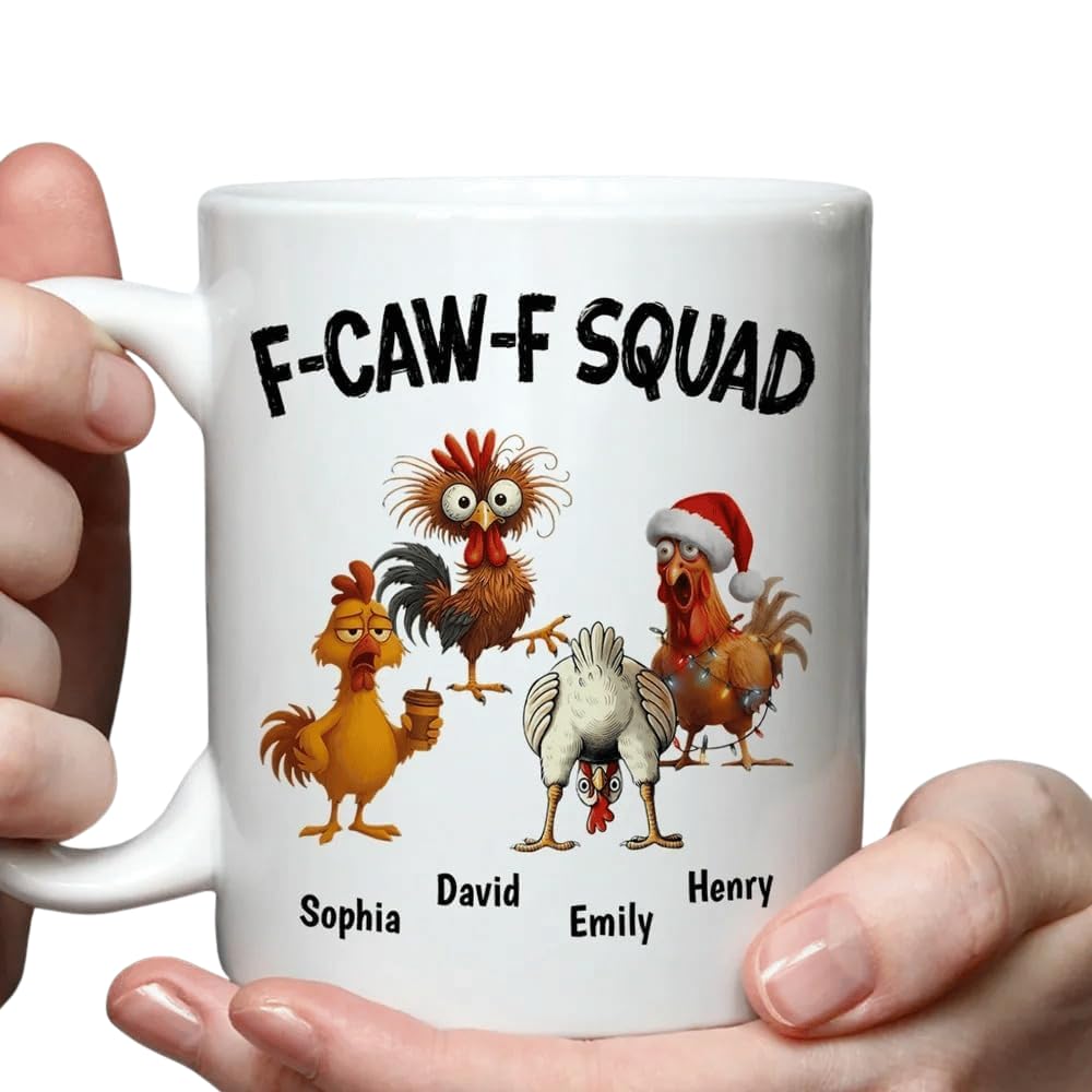 FCAWF Squad - Personalized Coffee Mug FcawF Funny Chicken Coffee Mug Customized Unique Animal Coffees Mugs Unique Chicken