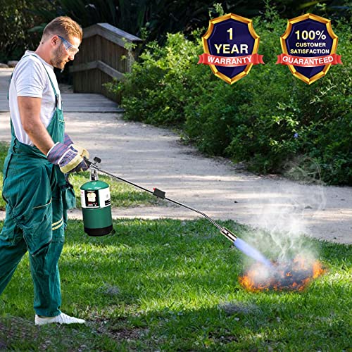 Koman Weed Torch Propane Burner,Weed Burner Torch,Flame Thrower Gun 50000Btu With 32" Long Arm,Fuel By 1Lb Propane Gas Cylinder/5-40Lb Propane Tank,Self Ignition,For Weeding,Roofing, Melting Ice #TOP3