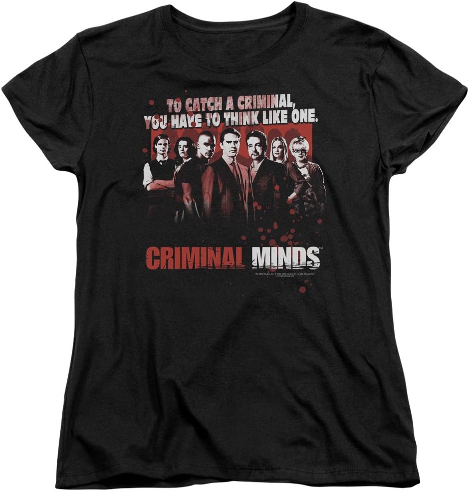 Criminal Minds TV Show CBS Think Like One Women's T-Shirt Tee Black