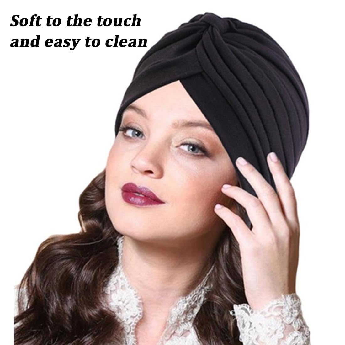 Turbante In Velluto Con Cristalli Per Donna - Elastico, Copricapo Chemio, Hijab