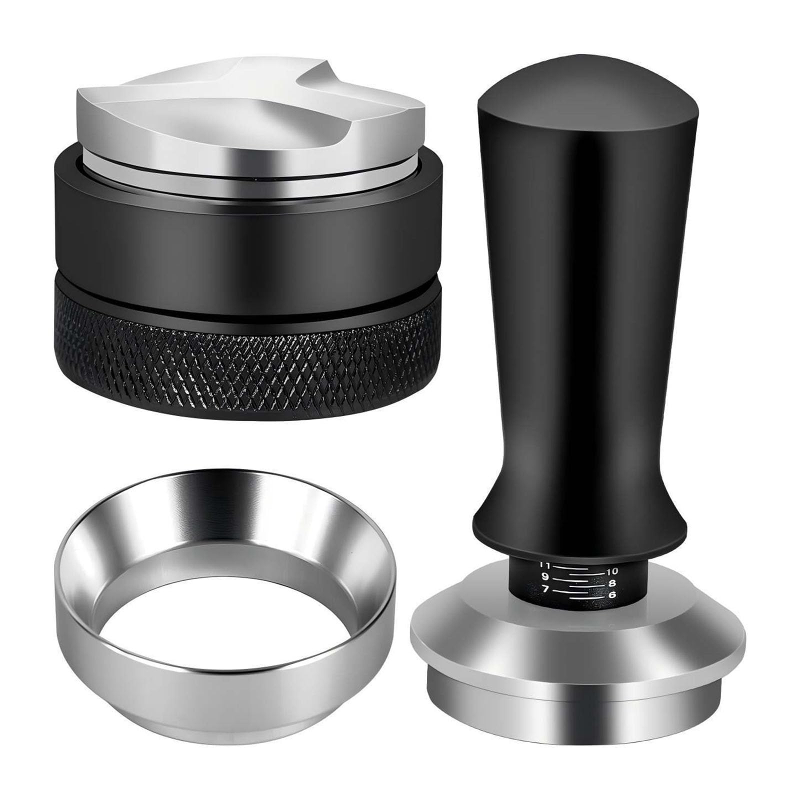 Tsophreniq Brewing Set 51mm Stainless Steel Espresso Tools with Tamper Frother and Brush Stable Espresso Accessories Set