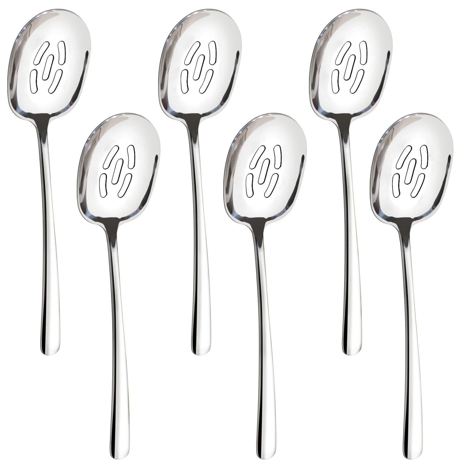 Large Serving Spoons Slotted Spoon Set,11.4 inch Foodgrade 18/8 Stainless Steel Serving Spoons for Buffet,Silverware Set,Serving Utensils Set of 6 for Catering,Dishwasher Safe,Mirror Polished