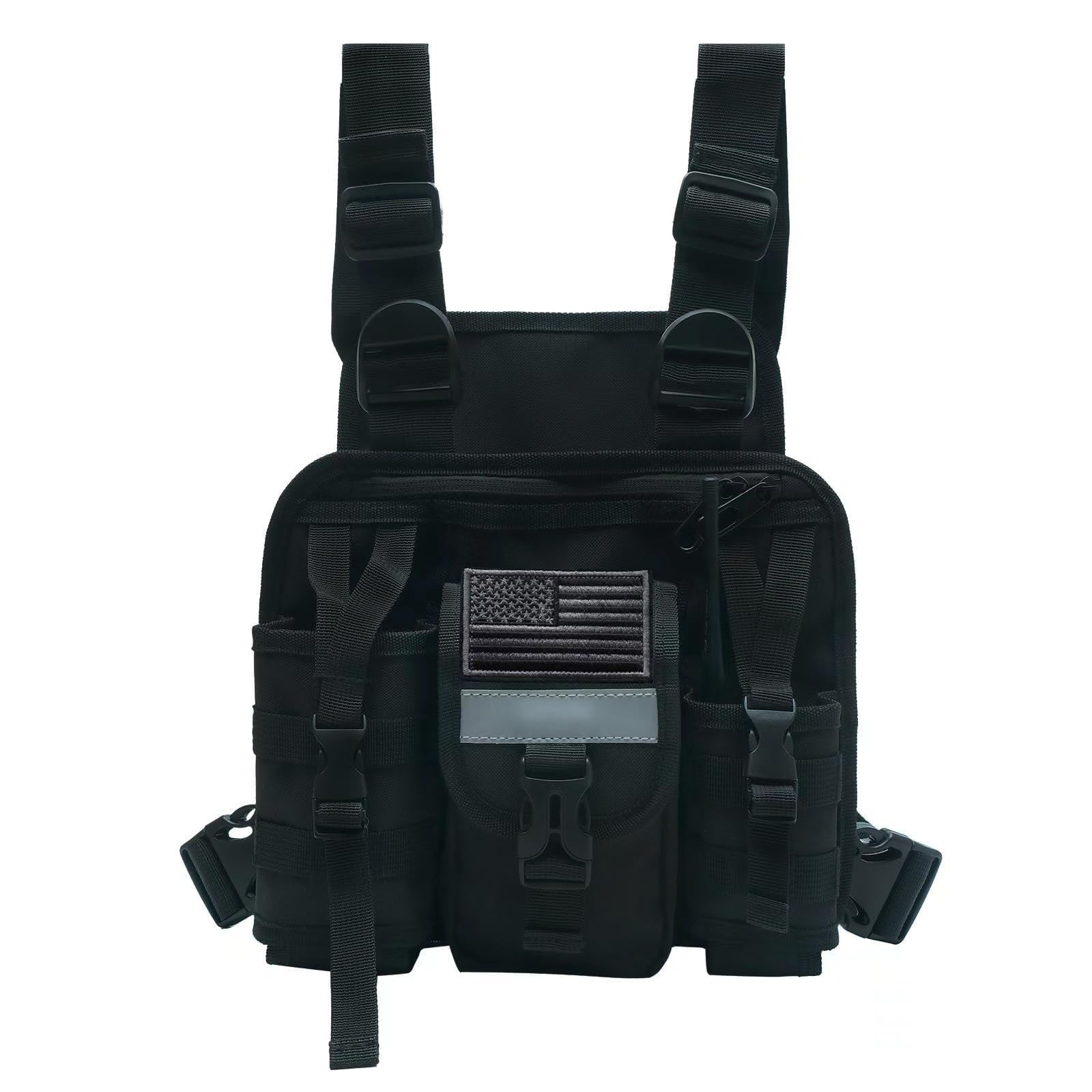 Radio Chest Bag Walkie Talkie Chest Front Pack Chest Rig with Radio Pouch for Baofeng Kenwood Arcshell Motorola Two Way Radio
