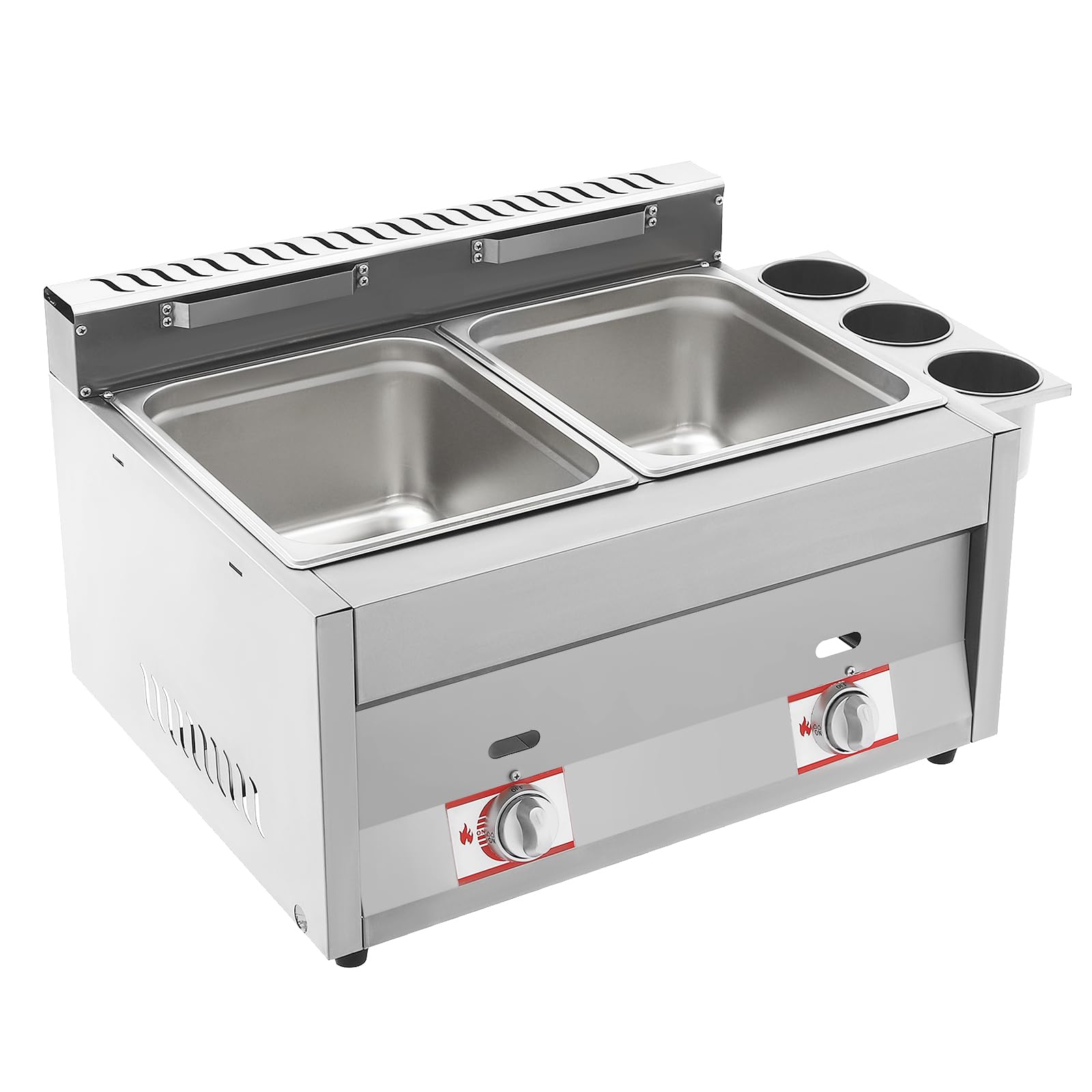Podwójna frytkownica gazowa 2 x 6 l, ze stali nierdzewnej, z niezależną regulacją temperatury i kosze do smażenia, do restauracji, na przekąski, do kuchni domowej