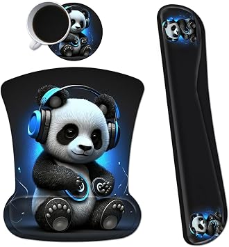 3Pcs Ergonomic Memory Foam Keyboard Wrist Rest Pad Set, Panda