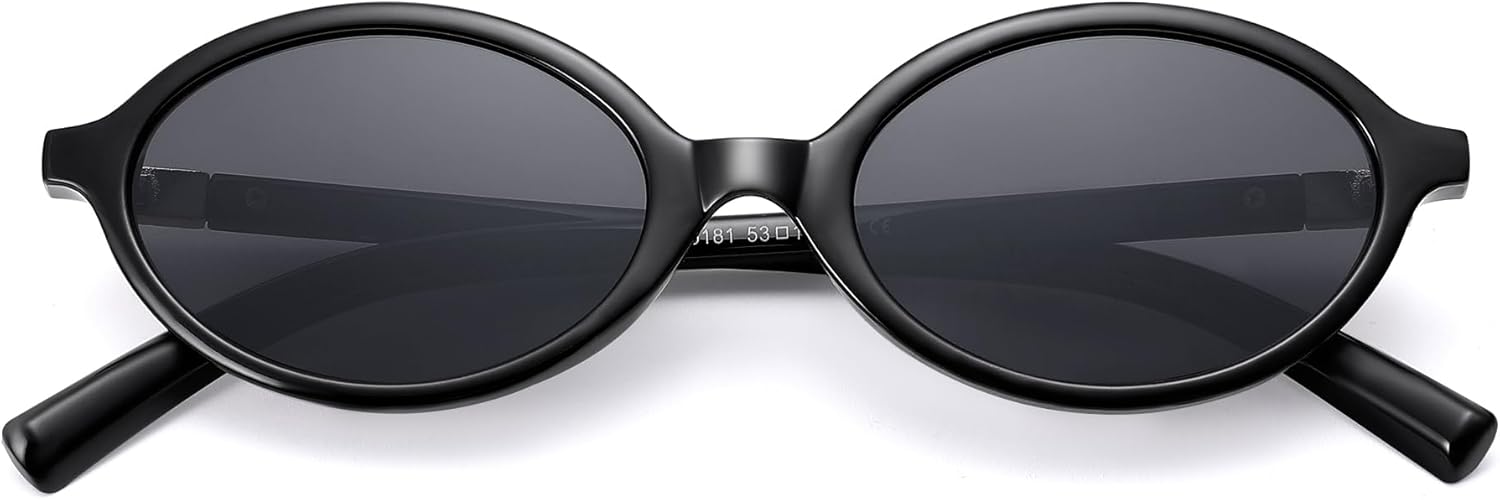 Retro Oval Sunglasses for Women Men Small Round Frame 90s Vintage Shades UV400 - Image 8