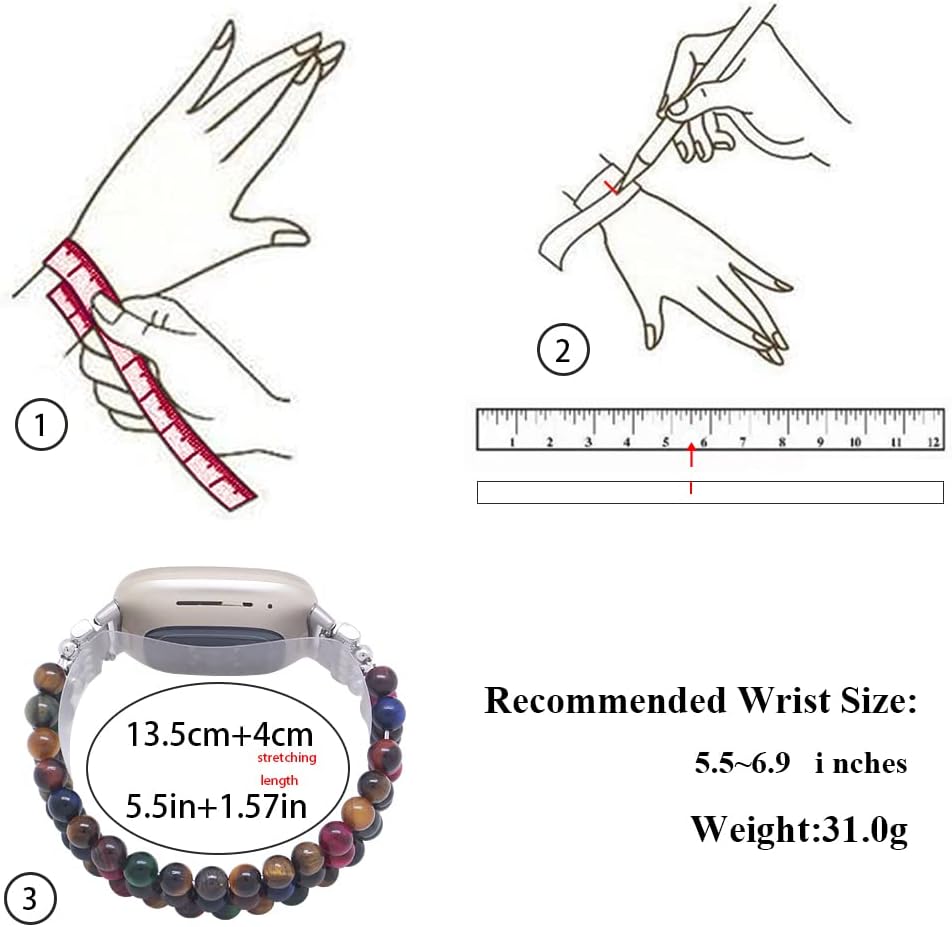 C&L Accessories Bands Compatible with Fitbit Versa 3/4 & Sense 2 Bands - Beaded Design for Women & Men image 5