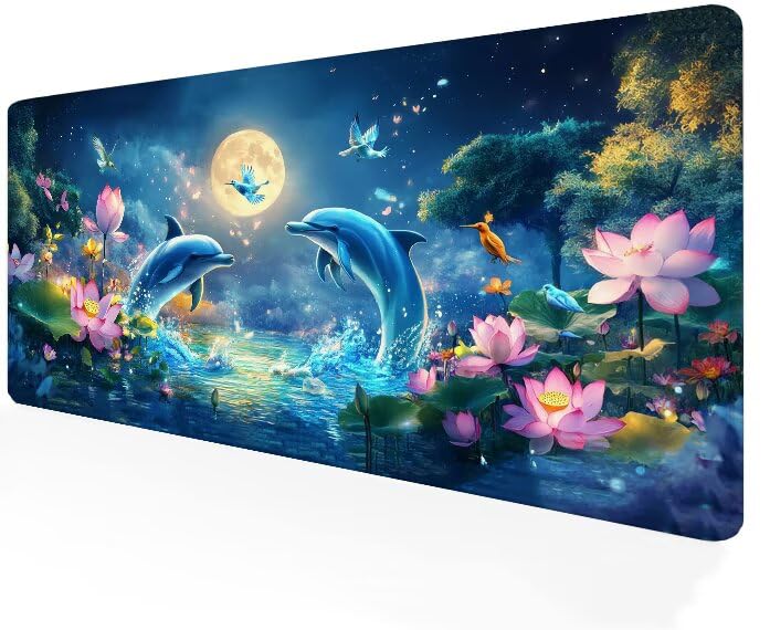 Tapis de souris gamer grand format xxl idée cadeau originale motif dauphin