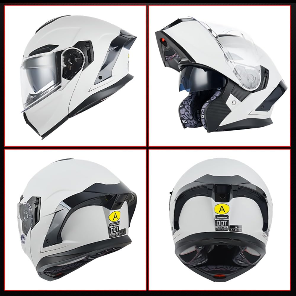 Casque Moto Modulable Double Visière Scooter Chopper ECE Homologué Casque Moto Homme et Femme Casques Intégraux Flip-Up Anti-Collision Casque Integral Modulable pour Locomotive