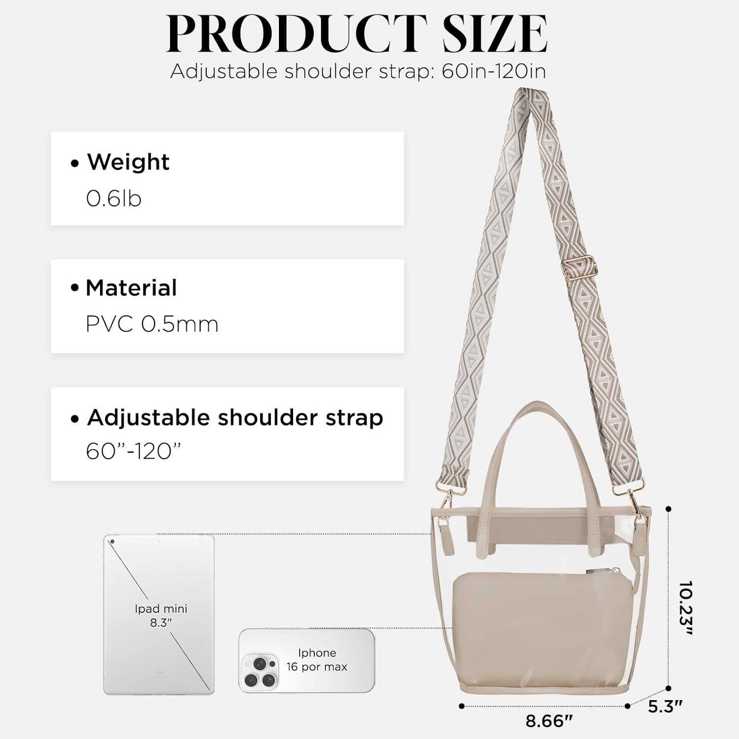 CHICECO Clear Tote Bag for Women, Clear Bag for Stadium Events with Adjustable Straps,Tote bag Purse for Sports Concert Work - Image 5