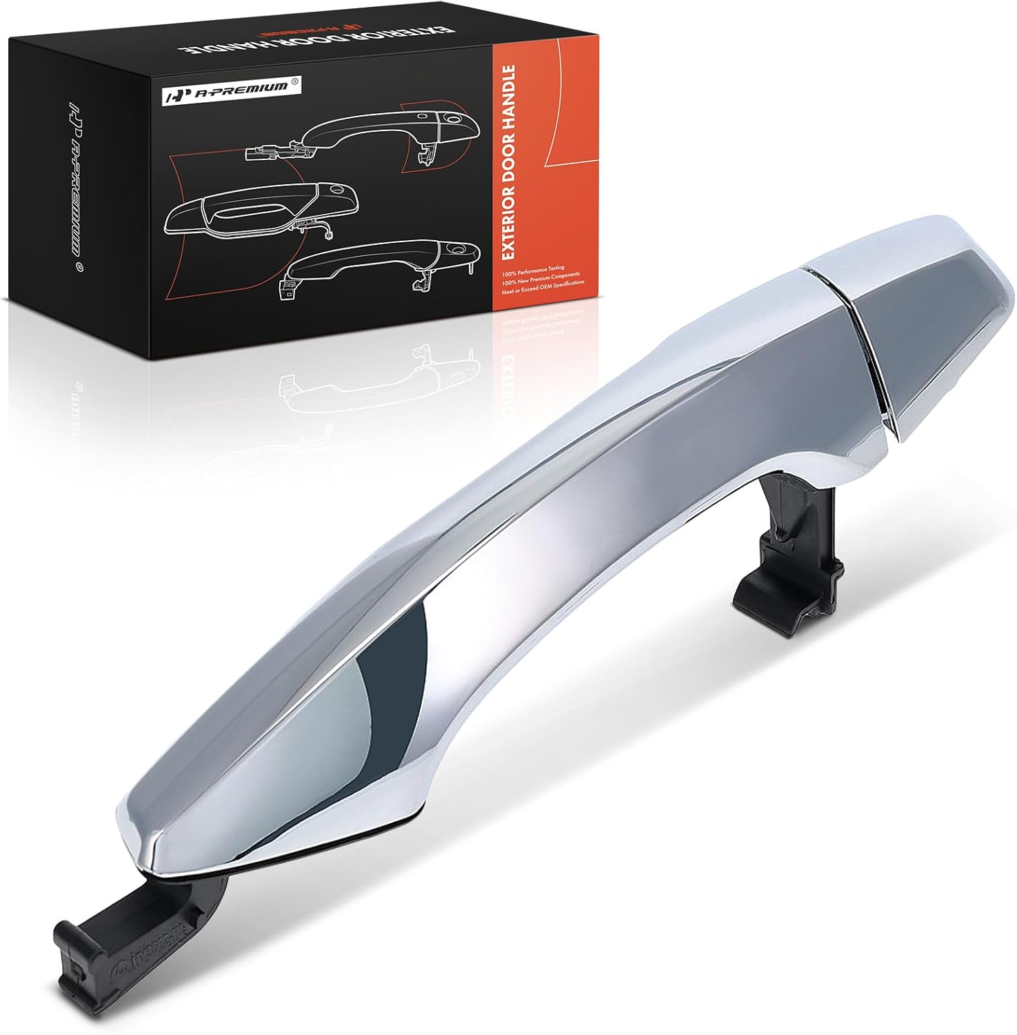 A-Premium Rear Left Driver Exterior Door Handle Compatible with Hyundai Santa Fe 2013-2017, Santa Fe XL 2013-2017, Chrome, Replace# 83651B8010, 83652B8010