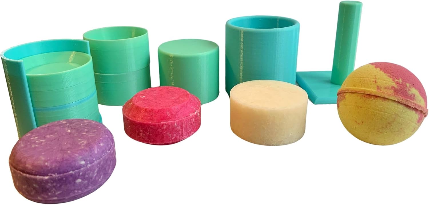Shampoo Bar Mold, Shower Steamer, Bath Bomb, Syndet, 3D Printed Plastic Mold, Made in The USA, Four Molds in One
