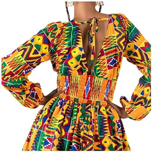 Mocure African Dashiki Printing Dress Long Sleeve Midi Fit Foraml A Line Swing Dresses - Image 5