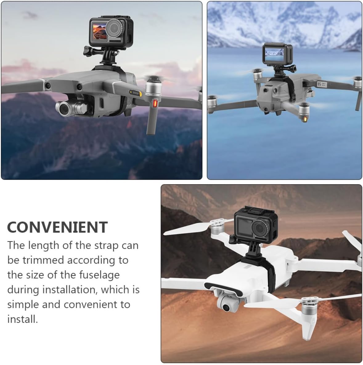 COHEALI Extended Adapter Camera Mount for Drone with Screw Compatible with Air Pro Mini Action and 360° Cameras Easy Install Hook Loop Design Stabilizer Accessory