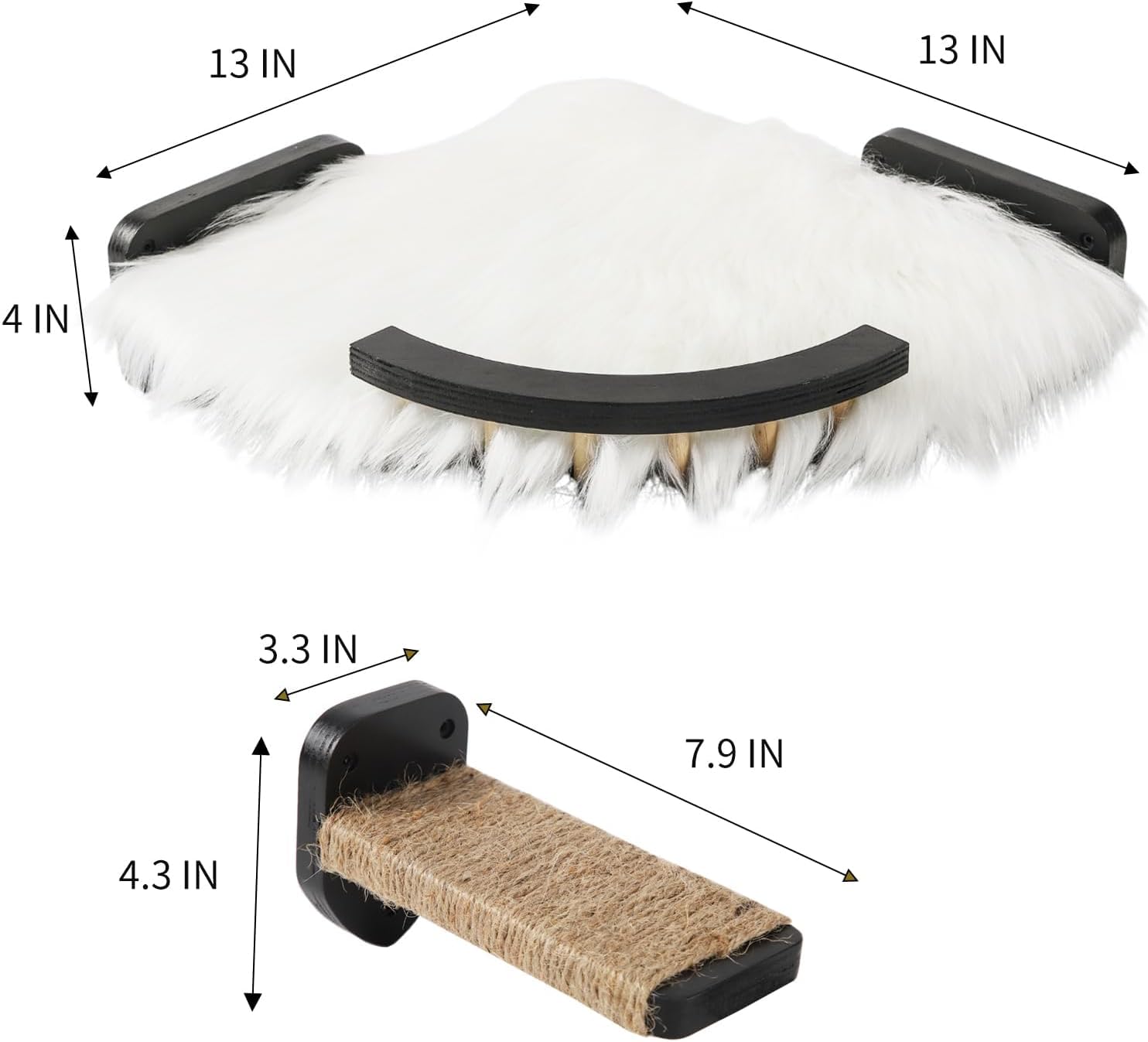 Cat Wall Shelves + 3 Pcs Cat Wall Steps,Corner Cat Shelf with 3 Steps Scratch Post,Wall-Mounted Cat Climbing Shelf Cat Wall Furniture Steps Set