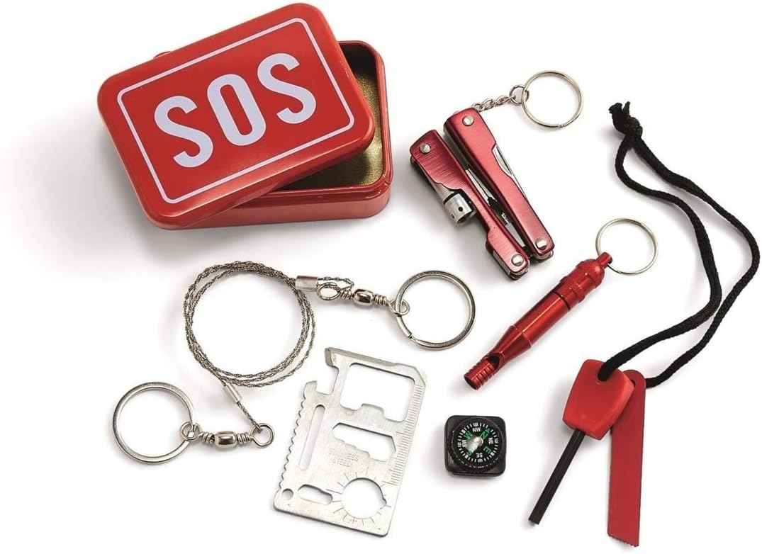 Two's Company Sos Emergency Kit with Tin Box and Drawstring Bag