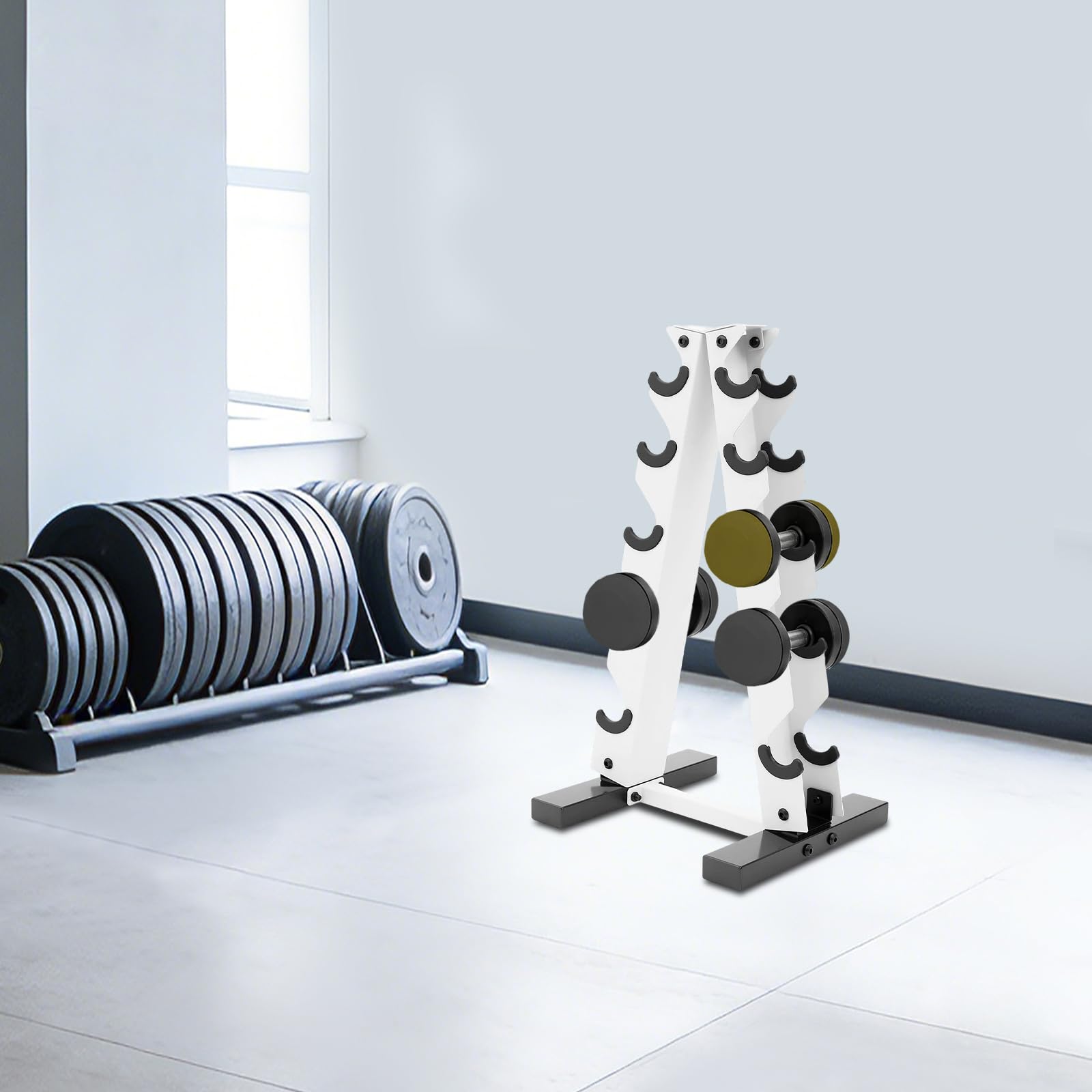 Supporto per manubri a forma di A, 5 livelli, in acciaio, per palestra a casa, palestra, fino a 100 kg