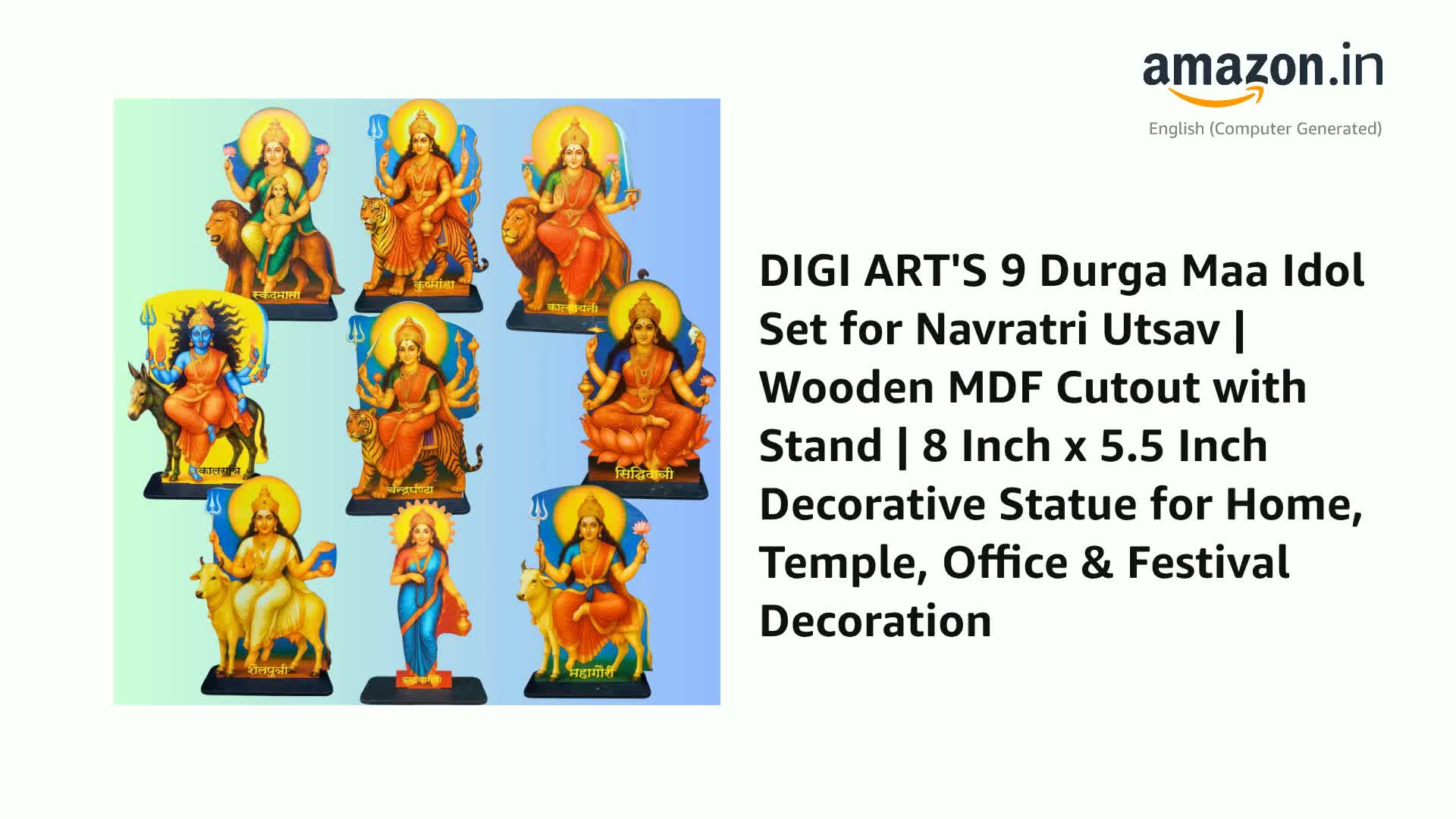 Buy DIGI ART'S 9 Durga Maa Idol Set for Navratri Utsav | Wooden
