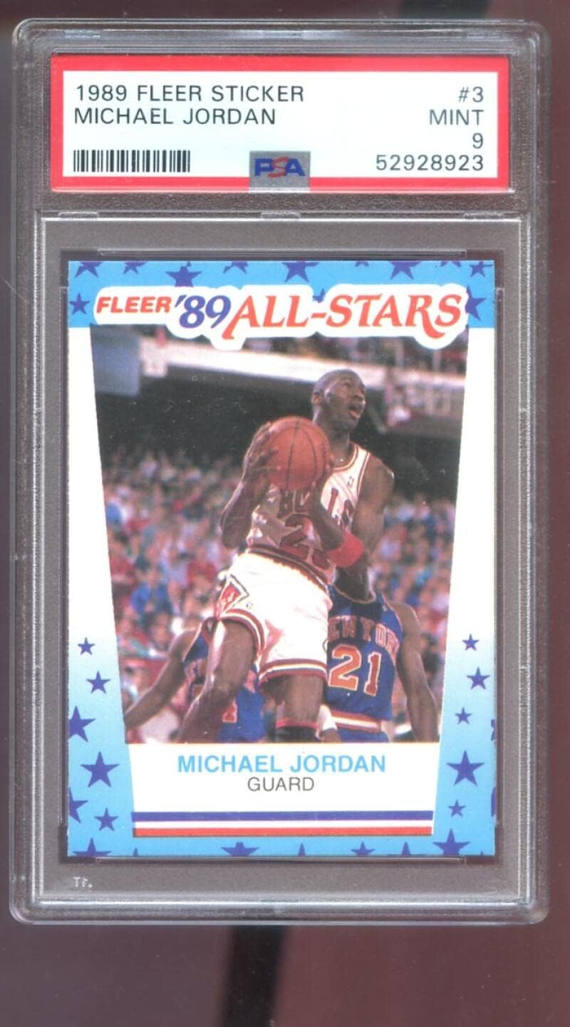 1989-90 Fleer Sticker #3 Michael Jordan PSA 9 Graded Basketball Card NBA 1989-1990 89-90 Chicago Bulls MINT