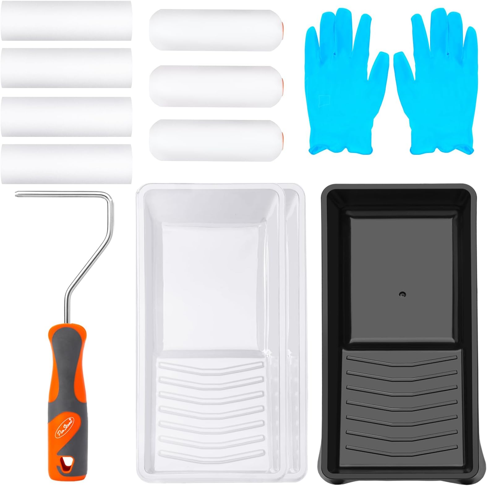 12pcs Paint Roller Kit - 4 Inch High Density Foam Small Paint Roller Kit with Special Caved-in and Double-Rounded Foam for Painting Walls, Cabinet, Door, Touch up