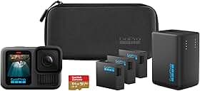 GoPro HERO13 Black Power Bundle - Kit com Câmera de ação à prova d'água 10m, 5.3K60, 27MP, HyperSmooth 6.0, GPS, Wi-Fi 6 e Acessórios Extras, Carregador duplo com Baterias Enduro, Cartão de 64GB
