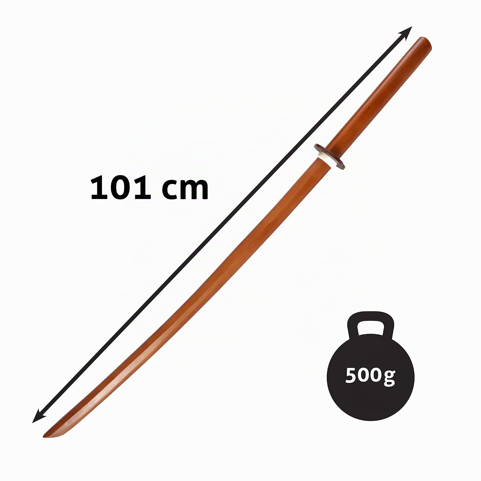 DEPICE Set Bokken di faggio con saya, ca. 500 g, lunghezza ca. 101 cm, legno naturale, laccato trasparente, Iaido Aikido