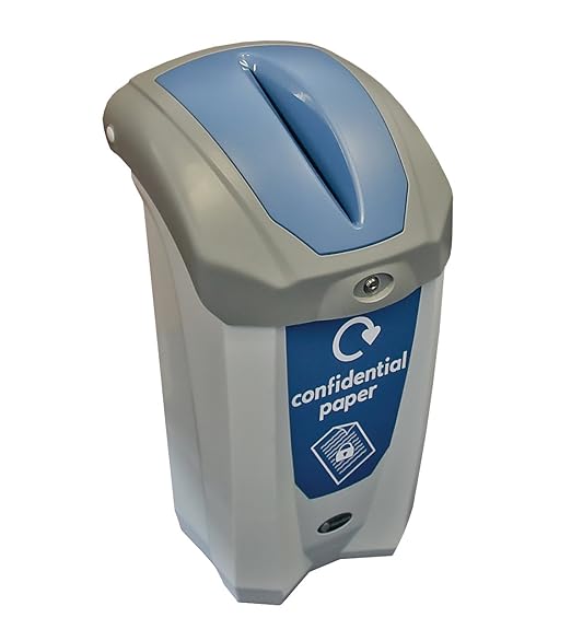 Glasdon Nexus 30 Confidential Office Recycling Bin (Grey, Blue Sticker