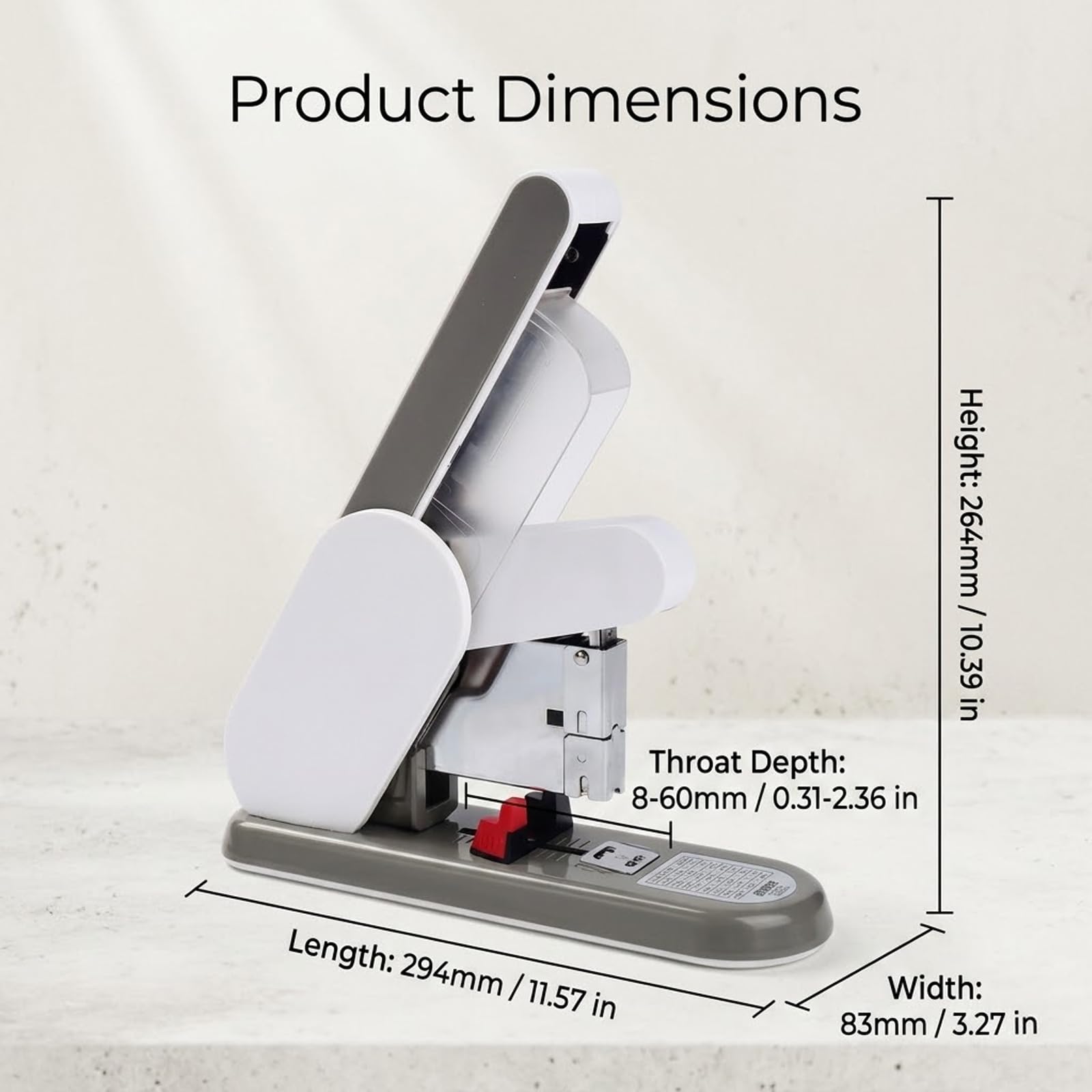 Cucitrice resistente, design portatile da tavolo, protezione anti-schiacciamento, rilegatura senza sforzo, base antiscivolo, capacità 190 fogli, ideale per scuola e ufficio