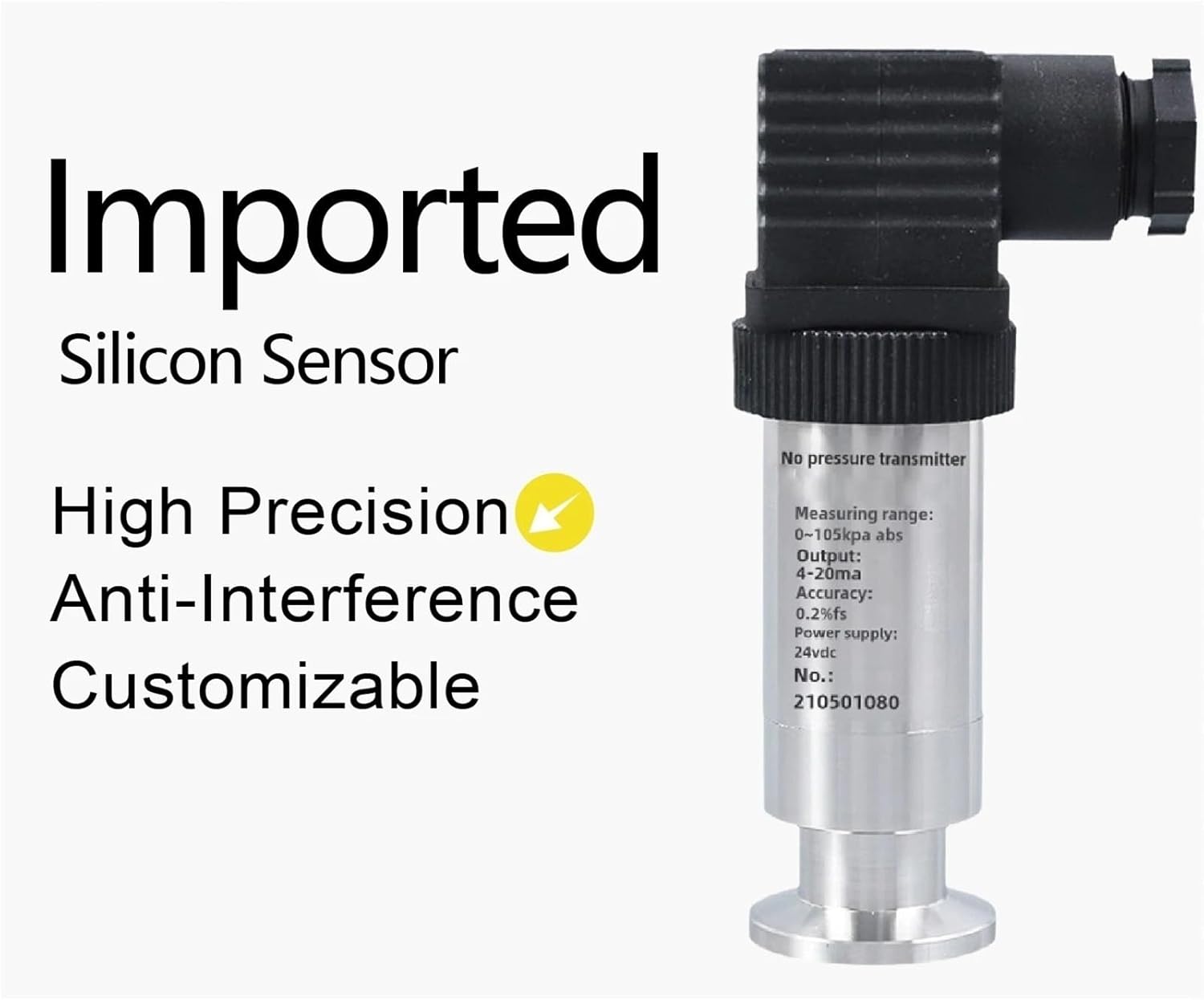 Vacuum Absolute Pressure Transmitter 4-20mA 0-10V RS485 LED Display Stainless Steel Industrial Sensor(0-0.6MPA abs)