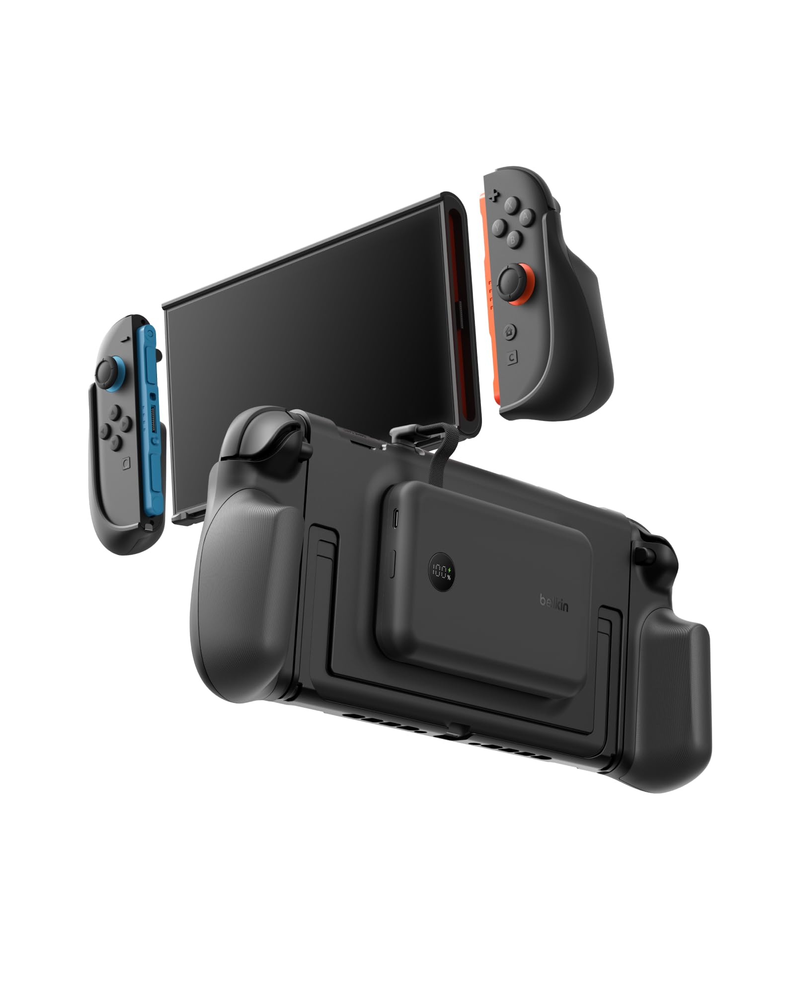 Belkin Gaming Agarres con Batería Externa 10000mAh Nintendo Switch 2 -Negro | Power Bank Magnético Extraíble 10000 mAh, 30W, Compatible con el Soporte, Empuñaduras Ergonómicas Antideslizantes y Pantalla