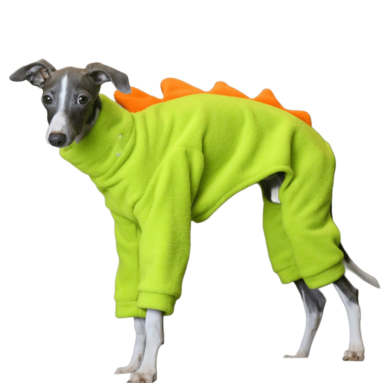UOSIA Whippet Dog Fleece Dinosaur Onesie Turtleneck Cozy Dog Pyjamas For Italian Greyhound Full Body Warm Pet Winter Coat Jumpsuit For Medium Large Dogs