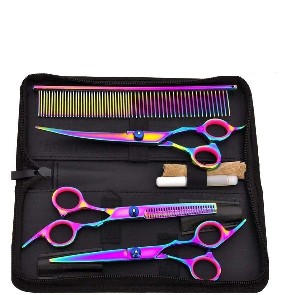 Ciseaux de toilettage pour Chien Ciseaux de toilettage pour Animaux de Compagnie 7 Pouces en Acier Inoxydable Coupe-Ongles pour Chien Kit de Tondeuse pour Animaux de Compagnie Cou