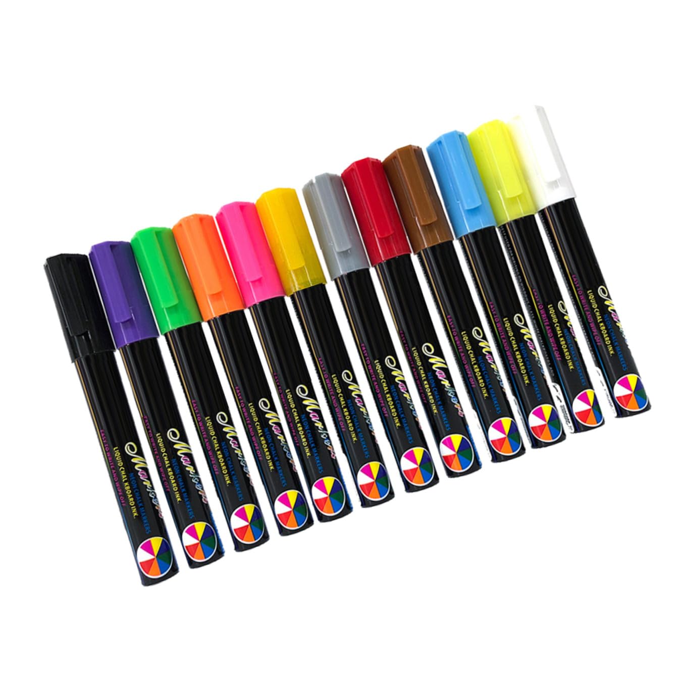 SHINEOFI Rotuladores Fluorescentes Borrables para Pizarra, 12 Unidades | Tinta Líquida, Cuerpo de Plástico, Punta Redonda 6mm, Uso en Tablero Led, Diseño Ergonómico
