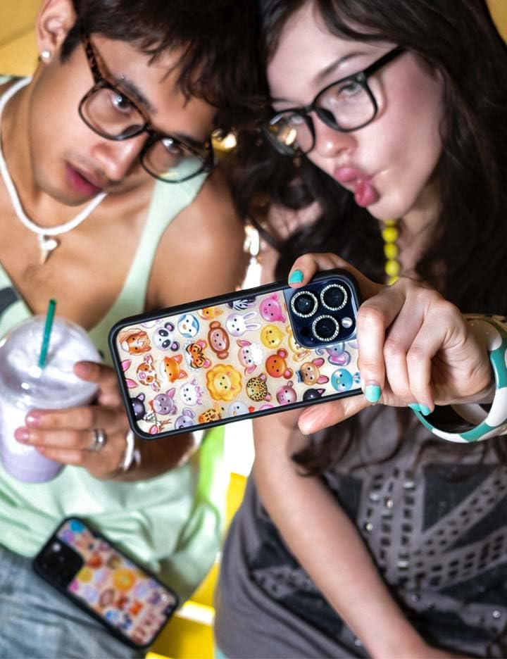 Image of Wildflower Cases - Compatible with iPhone 16 Pro Max | Protective Black Bumper, 6.5ft Drop Test Certified, Women Owned Small Business | Yellow Blue White Zoo Aesthetic Trendy Cute | Animal Kingdom