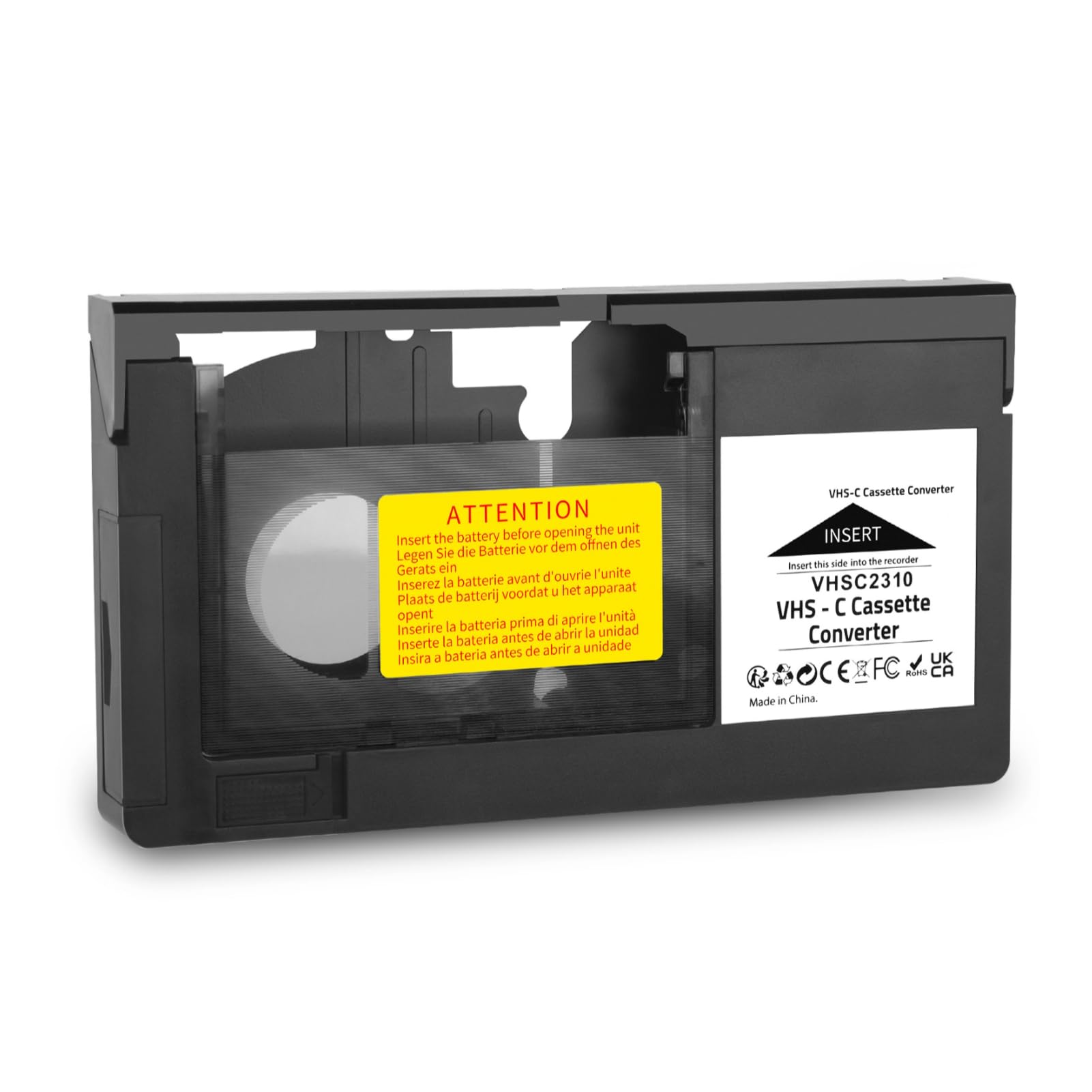 Adattatore da VHS-C a Cassetta VHS, Compatibile con CP6BKU, C-P6U, PV-P1, VCA115, Convertitore di Cassette Non Compatibile con 8mm, Mini DV, Hi8
