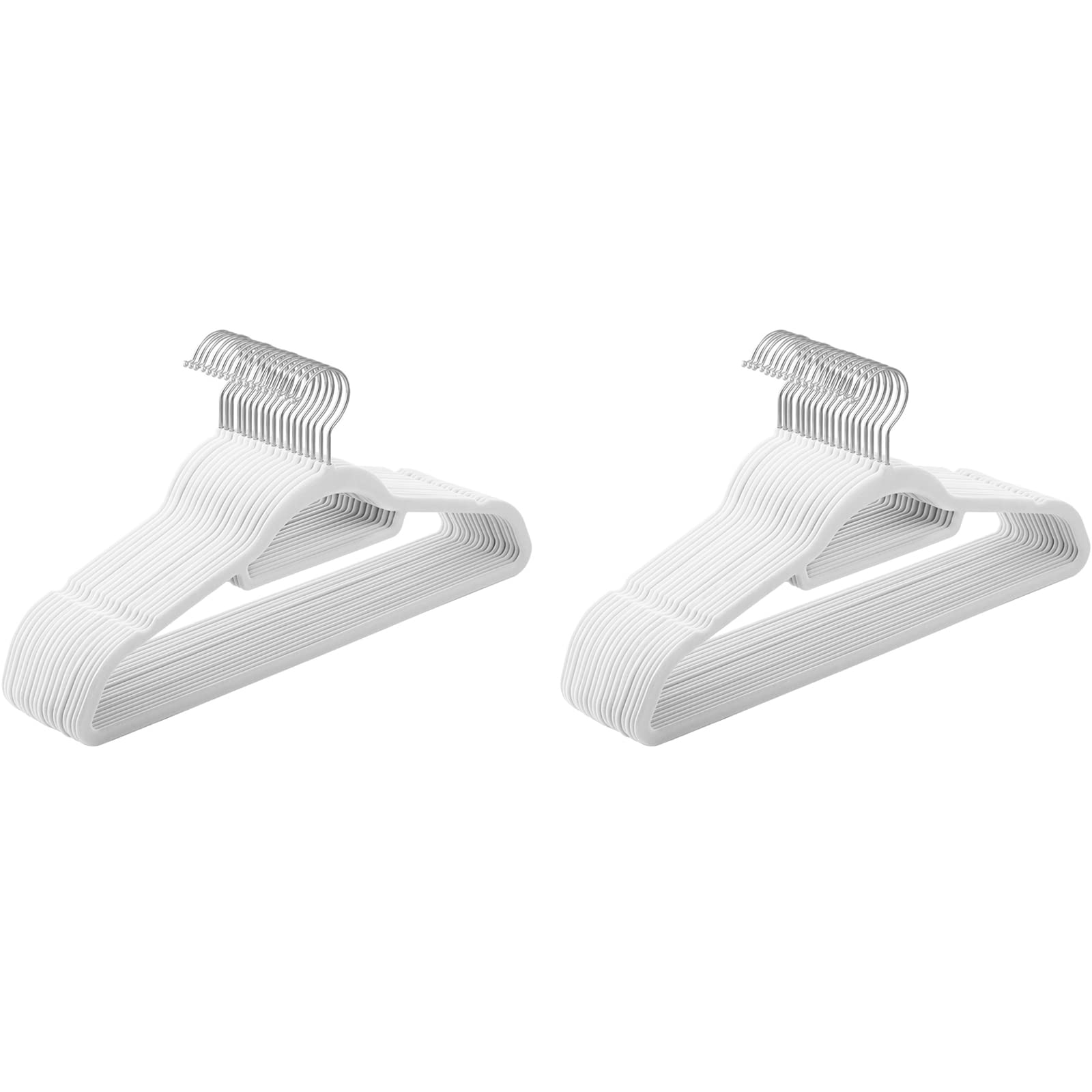 SONGMICS Perchas de Terciopelo, Juego de 60, Antideslizantes, 0,6 cm Espesor, Espacio Mínimo, Ganchos Giratorios de 360°, 45 cm Ancho, para Abrigo, Chaqueta, Vestido, Pantalón, Blanco CRF021W60