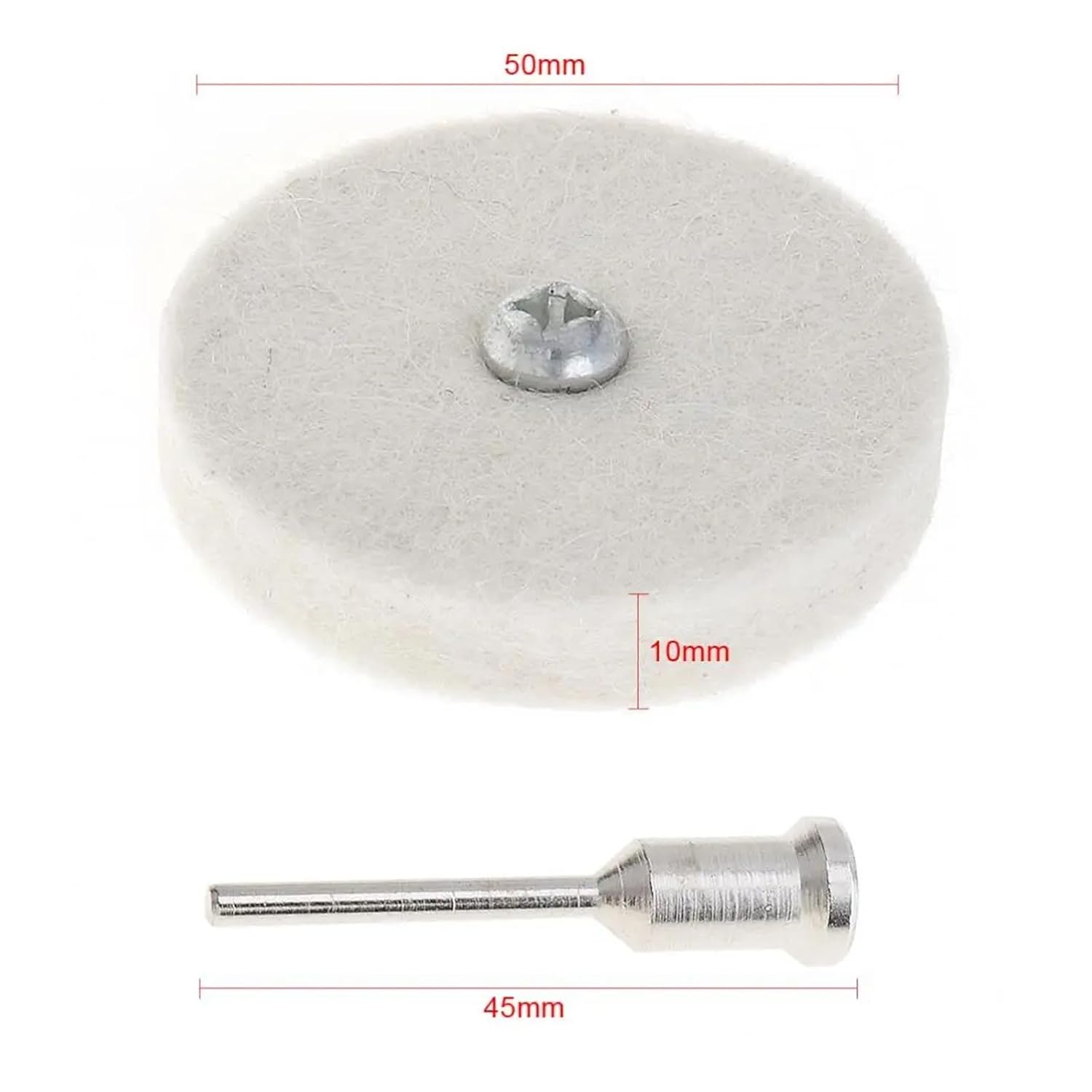 2 Inch T-Shaped White Wool Polishing Wheel Mirror Polishing Buffer Cotton Pad 3mm Shank for Surface Polishing Grinding