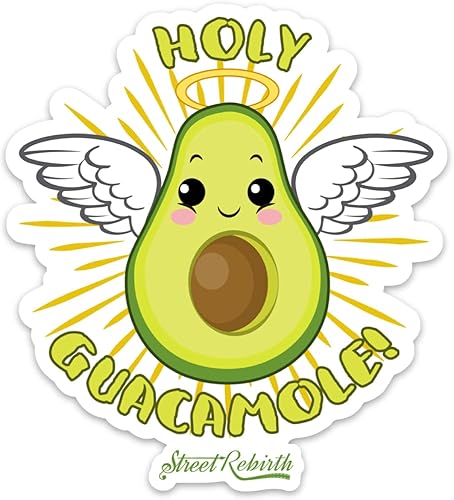 Holy Guacamole - Adhesivo de 4 pulgadas a prueba de agua - Calcomanía de aguacate - Calcomanías de vinilo, calcomanía para laptop, botella de agua,
