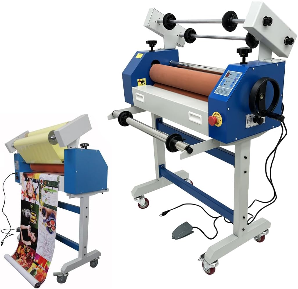 INTBUYING 25in Semi-Automatic Cold Laminator Machine, Electric/Manual Dual-Use Cold Roll Laminating Machine with Self-Removing Film Function, 1in Max Thickness for Vinyl, Pictures & Photos
