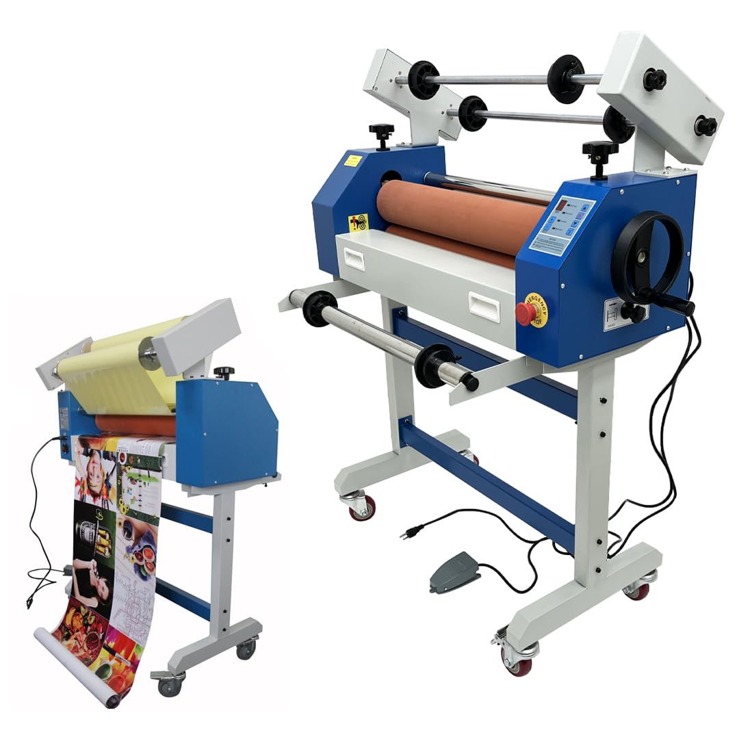 INTBUYING 25in Semi-Automatic Cold Laminator Machine, Electric/Manual Dual-Use Cold Roll Laminating Machine with Self-Removing Film Function, 1in Max Thickness for Vinyl, Pictures & Photos