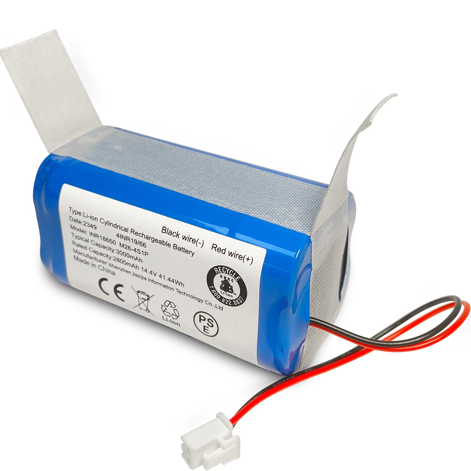 XITAIAN Batteria di Ricambio 14.4V 2800mAh INR18650 M26-4S1P 4INR19/66 per Shark Ion RV1000S RV1100VL RV101AE UR1000SR RV850 RV850BRN RV850WV RV851WV RV871 RV871C RV700_N RV720_N RV725_N(2-Prong Plug)