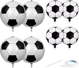 Soccer Balloons Soccer Party Decorations 4 Pieces 18 Inch Soccer Ball Balloons and 4 Pieces 22 Inch 4D Soccer Mylar Foil Balloon Soccer Theme Birthday Party Supplies - Pack of 8