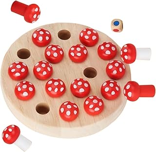 BESTonZON 1 Juego De Ajedrez con Memoria Tablero De Madera Rojo Seta para Niños Pequeños