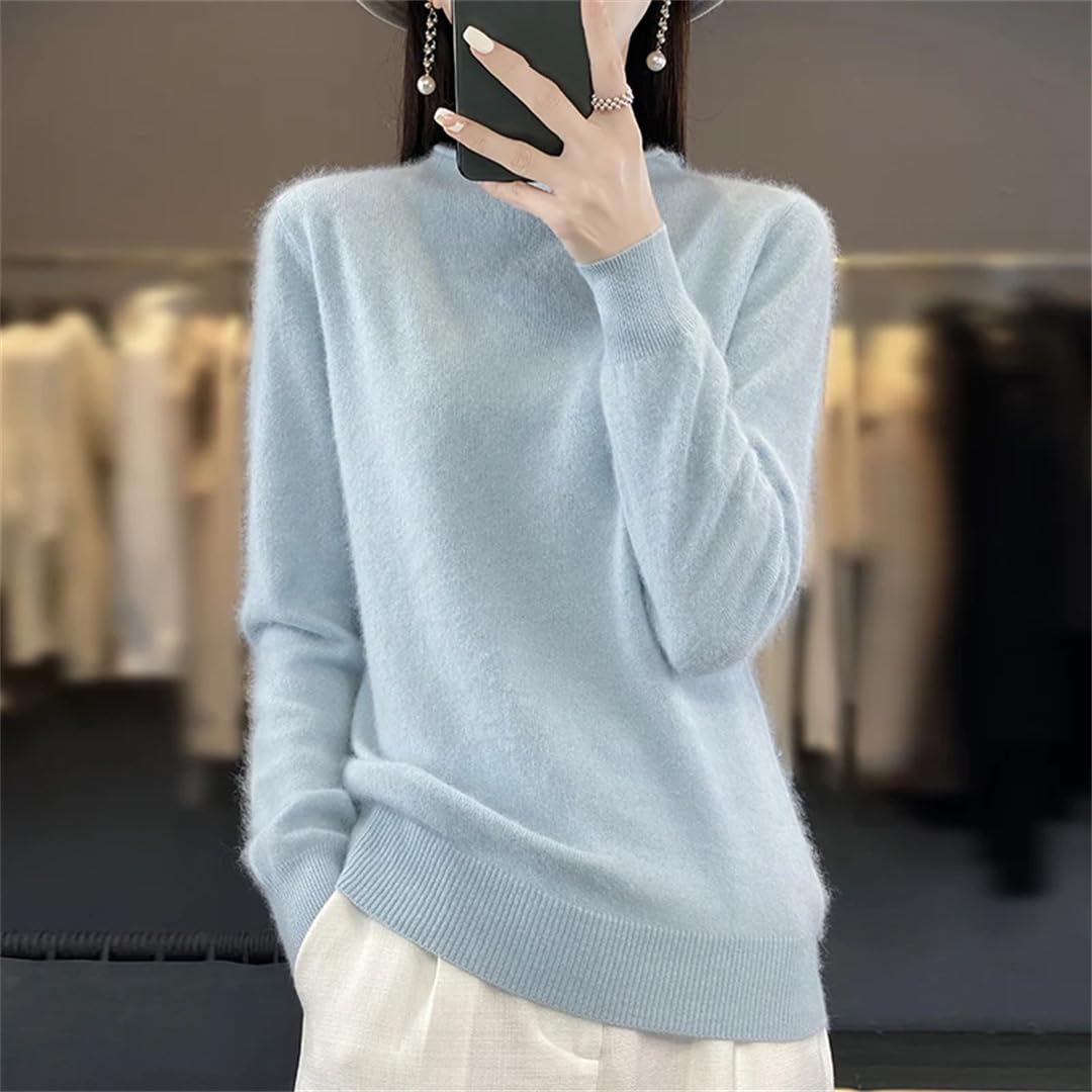 Maglione da donna a collo alto, tinta unita, invernale, caldo, lavorato a maglia spessa